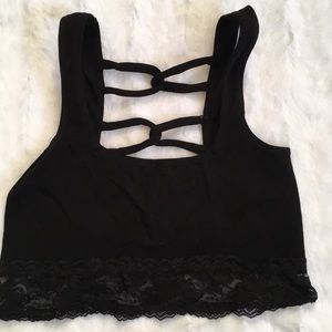 Cross Back Black Bralette